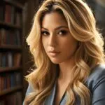Shakira Sitting in a Library Surrounded by Books