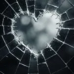 Shattered Glass Fragment with Heart Shape