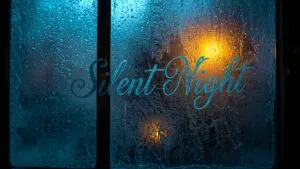Silent Night Script on a Frosted Window Pane