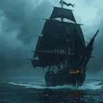 Skeletal Pirate Ghost Ship Sailing