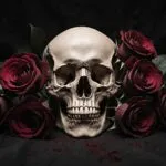 Skull and Roses Dark Macabre Art