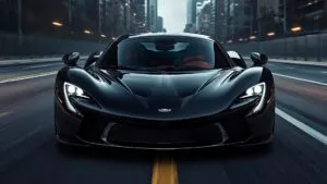 Sleek Black Luxury Exotic Car Front View