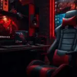 Sleek Black and Red Gaming Chair Setup