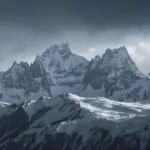 Snowy Mountain Peaks Winter Landscape