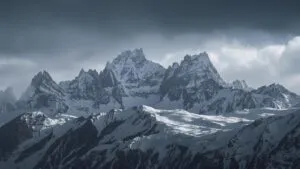 Snowy Mountain Peaks Winter Landscape
