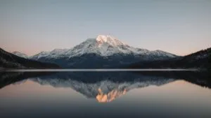 Snowy Peak Alpine Lake Reflection Calm