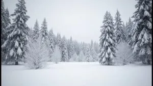 Snowy Winter Landscape Trees White Covered