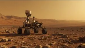 Space Exploration Rover on Mars Surface