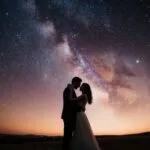 Starlit Sky Couple Embracing Milky Way Cosmic