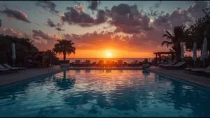Summer Sunset Pool Party View Aesthetic