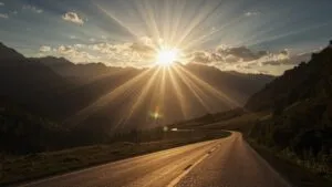 Sunburst Through a Mountain Pass