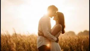 Sunlit Embrace in Field
