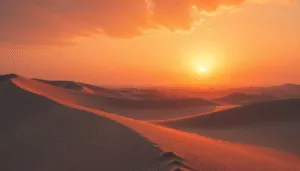 Sunset Over Desert Dunes