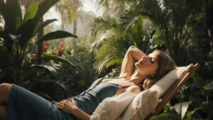 Taylor Swift Relaxing in a Tropical Garden