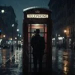 Telephone Booth City Rain Night Scene