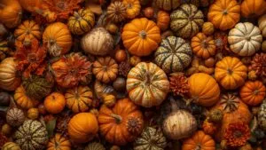Thanksgiving Harvest Table Setting with Pumpkins