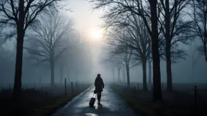 The Weeknd Walking Through Fog in the Morning