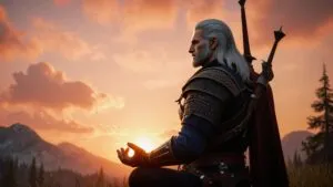 The Witcher 3 Geralt Meditation Sunrise