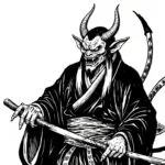 Traditional Japanese Yokai Demon Ink Illustration