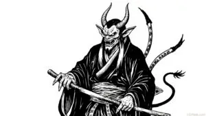 Traditional Japanese Yokai Demon Ink Illustration