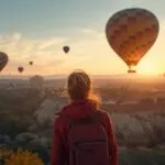 Traveler Watching Hot Air Balloons