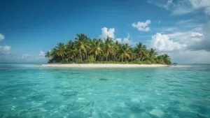 Tropical Beach Palm Trees Clear Water