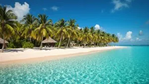 Tropical Beach Turquoise Water Palm Trees