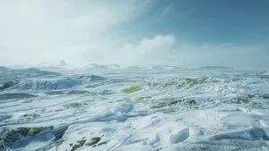 Tundra Landscape Dusted with First Snow