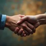 Two Hands Joined Fingers Crossing Abstract