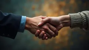 Two Hands Joined Fingers Crossing Abstract
