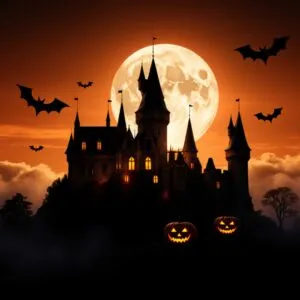 Vampire Castle Silhouette at Dusk