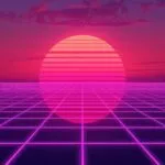Vaporwave Synthwave Sunset Grid Aesthetic