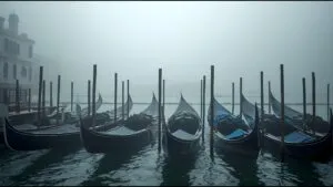 Venice Canals Gondolas Morning Mist