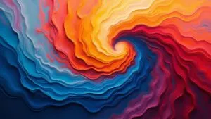 Vibrant Abstract Oil Painting Swirl