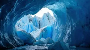 Vibrant Blue Glacier Ice Cave Interior