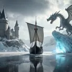 Viking Longship Arrival Frozen Fjord