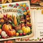 Vintage Postcard Thanksgiving Message Fall
