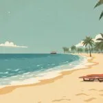 Vintage Travel Poster Minimalist Beach Scene