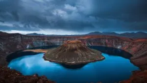 Volcanic Crater Lake Reflection