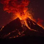 Volcano Eruption Lava Flow Dark Moody