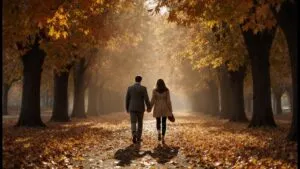Walking Through Autumn Leaves