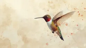 Watercolor Style Hummingbird in Flight